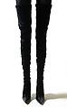 Ensemble, House of Balenciaga (French, founded 1937), (a) wool, cupro, synthetic; (b) wool, cupro, synthetic, metal; (c) silk, mother-of-pearl; (d, e) leather, synthetic; (f) metal, synthetic, French